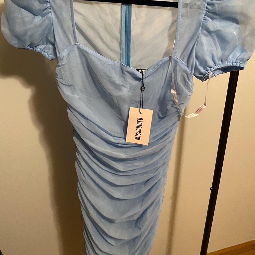 MISGUIDED MESH PUFF SLEEVE DRESS